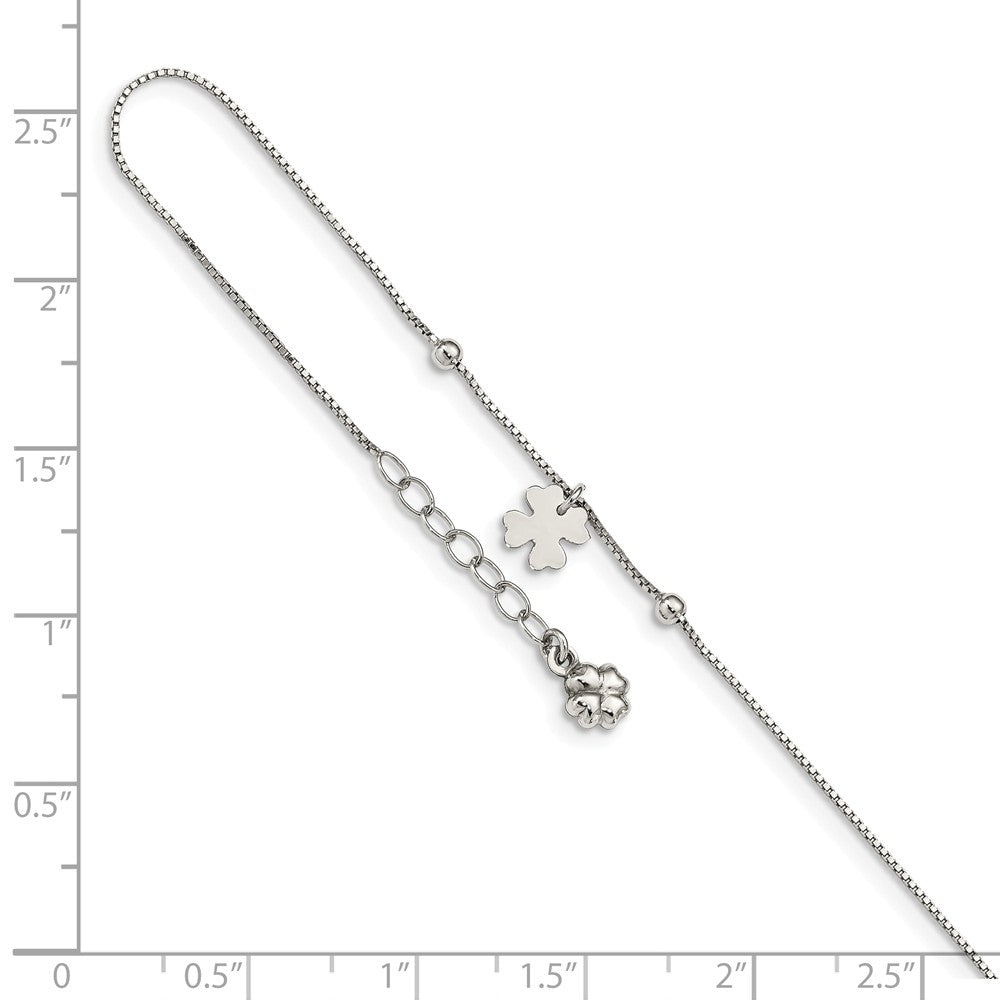 Quality Gold Sterling Silver Clover Dangle with 1in ext Anklet