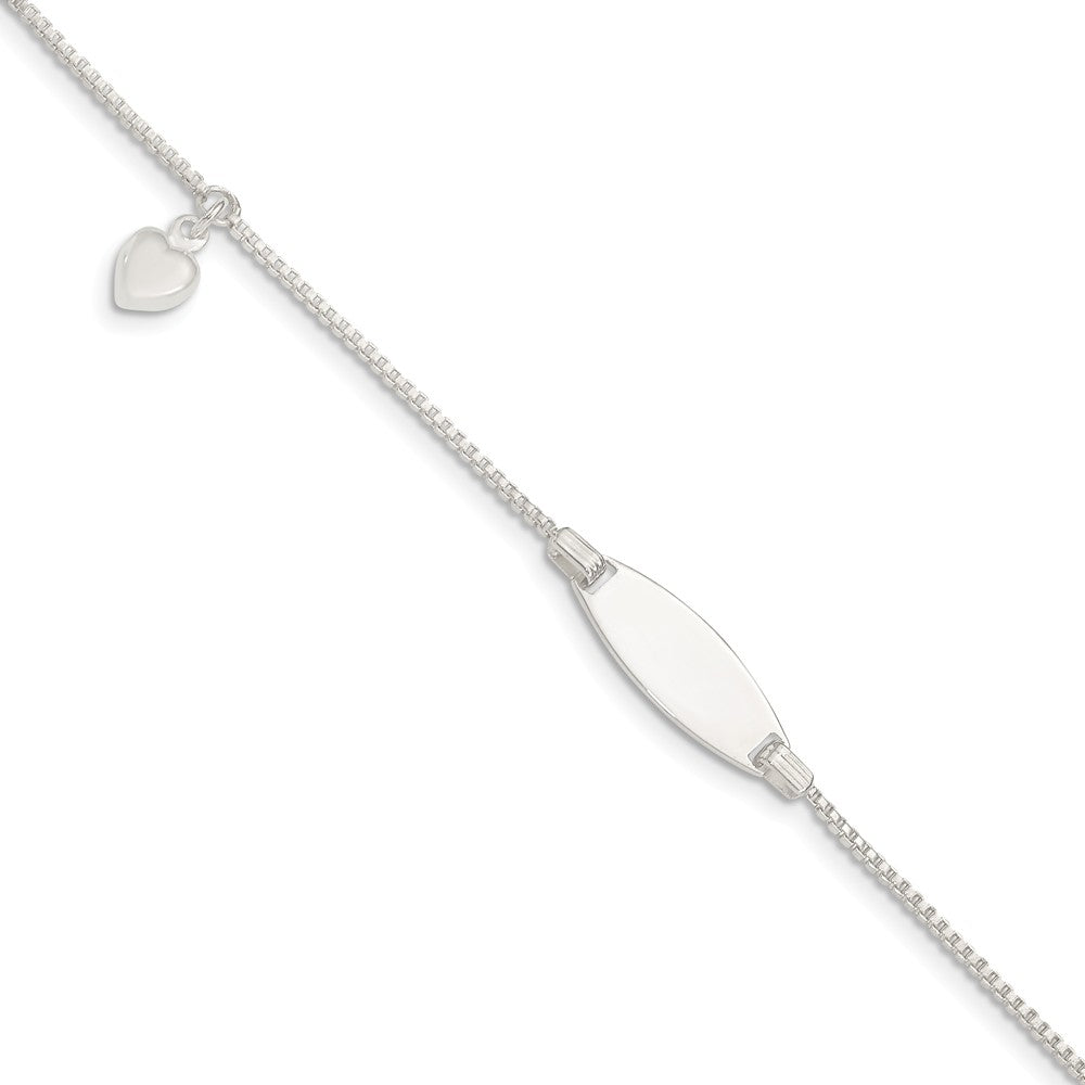 Quality Gold Sterling Silver ID with Puffed Heart Charm Bracelet