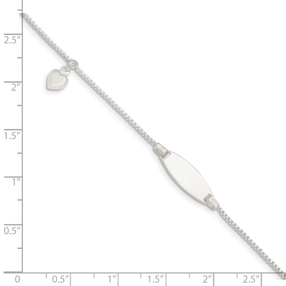 Quality Gold Sterling Silver ID with Puffed Heart Charm Bracelet