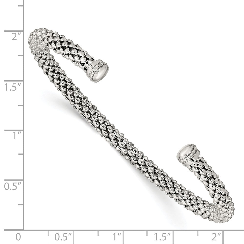 Quality Gold Sterling Silver Beaded Textured Cuff Bracelet