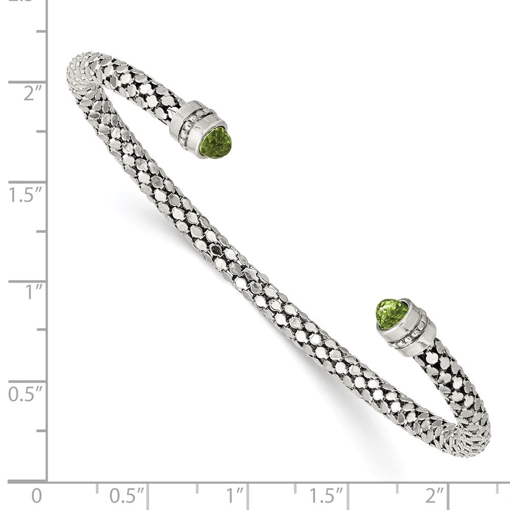 Quality Gold Sterling Silver Peridot Textured Cuff Bracelet