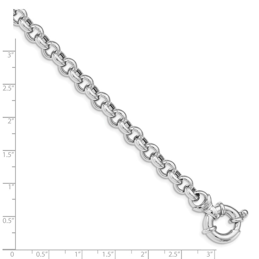 Quality Gold Sterling Silver Rhodium Plated Polished Rolo Link Bracelet