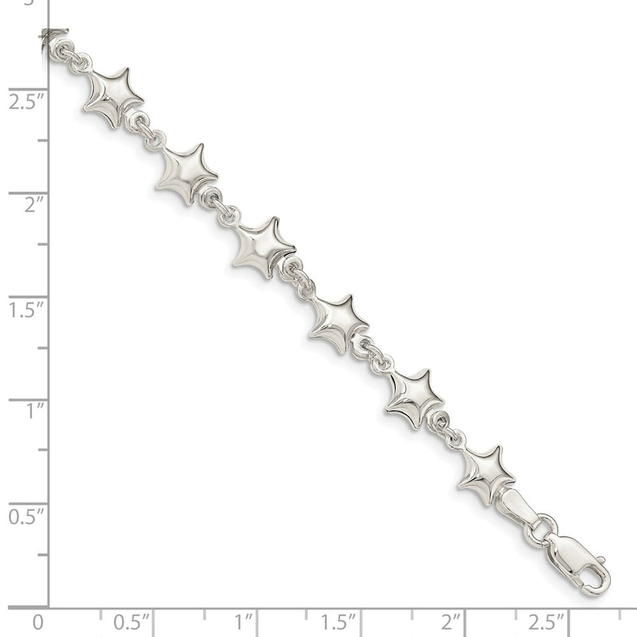 Quality Gold Sterling Silver Puffed Star Link Bracelet