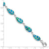 Quality Gold Sterling Silver Rhodium-plated Blue Opal Inlay Leaf Bracelet