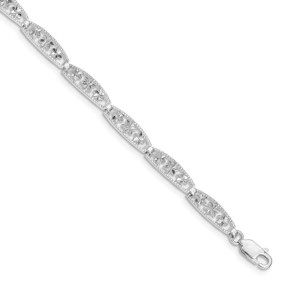 Quality Gold Sterling Silver Diamond-cut Flower Bracelet