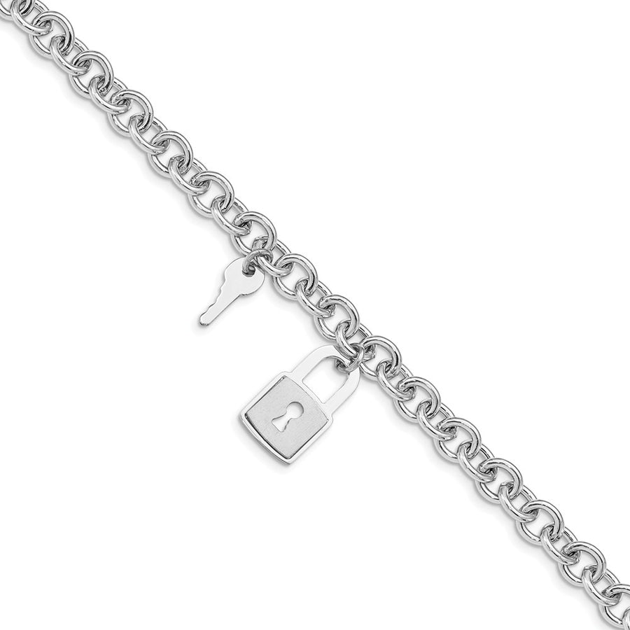 Quality Gold Sterling Silver Rhodium-plated Lock & Key Bracelet