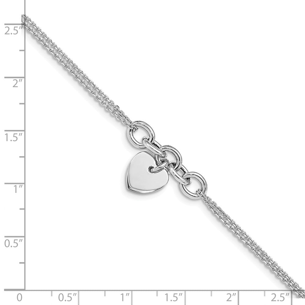 Quality Gold Sterling Silver Rhodium-plated Heart Multi-strand Bracelet