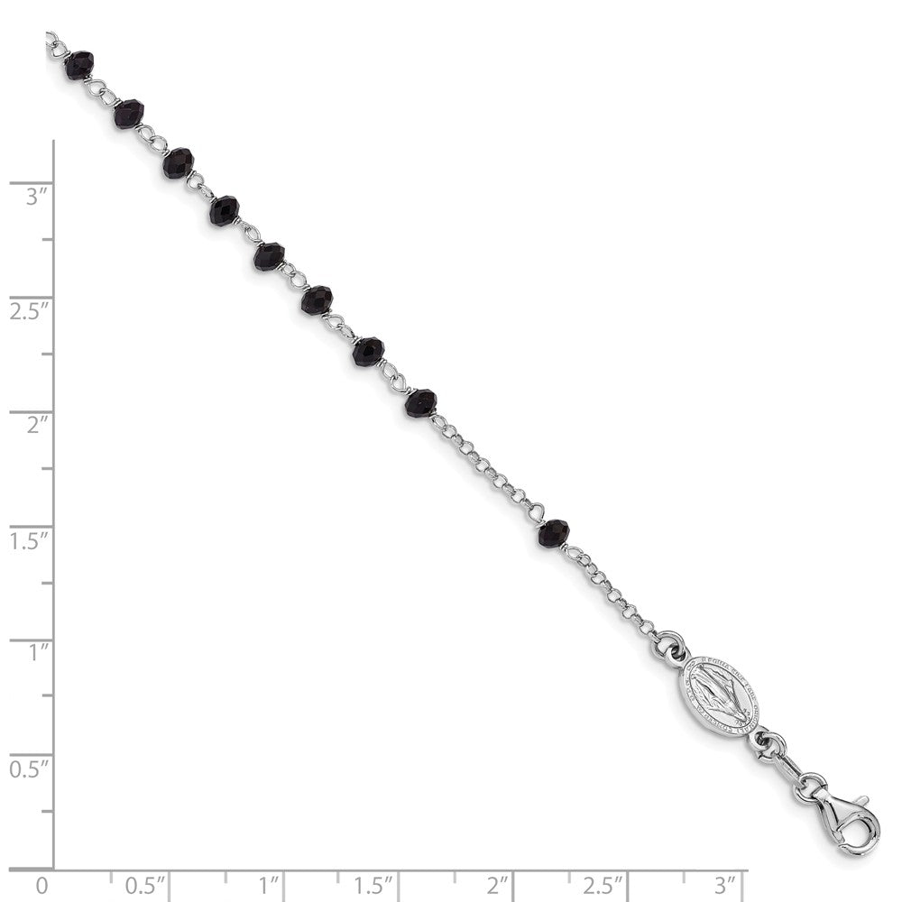 Quality Gold Sterling Silver Beaded Cross & Mary with 1.25in .ext Bracelet