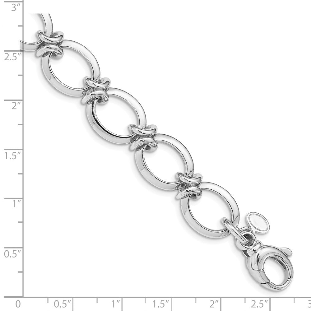 Quality Gold Sterling Silver Rhodium Plated Polished Fancy Link Bracelet