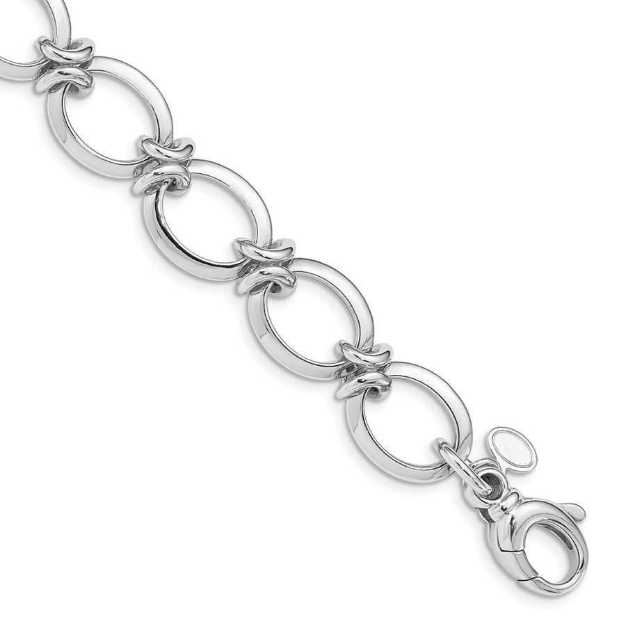 Quality Gold Sterling Silver Rhodium Plated Polished Fancy Link Bracelet