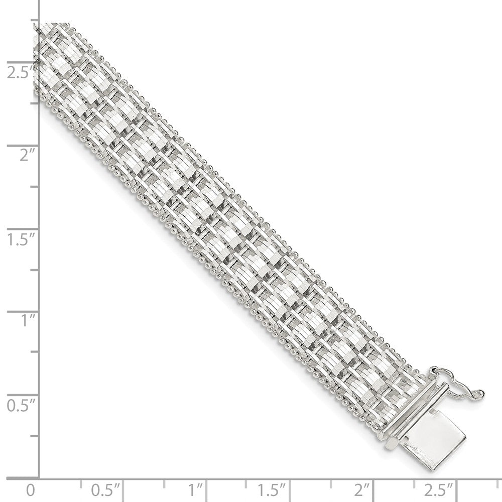 Quality Gold Sterling Silver 12mm Diamond-cut Woven 7.5in Bracelet
