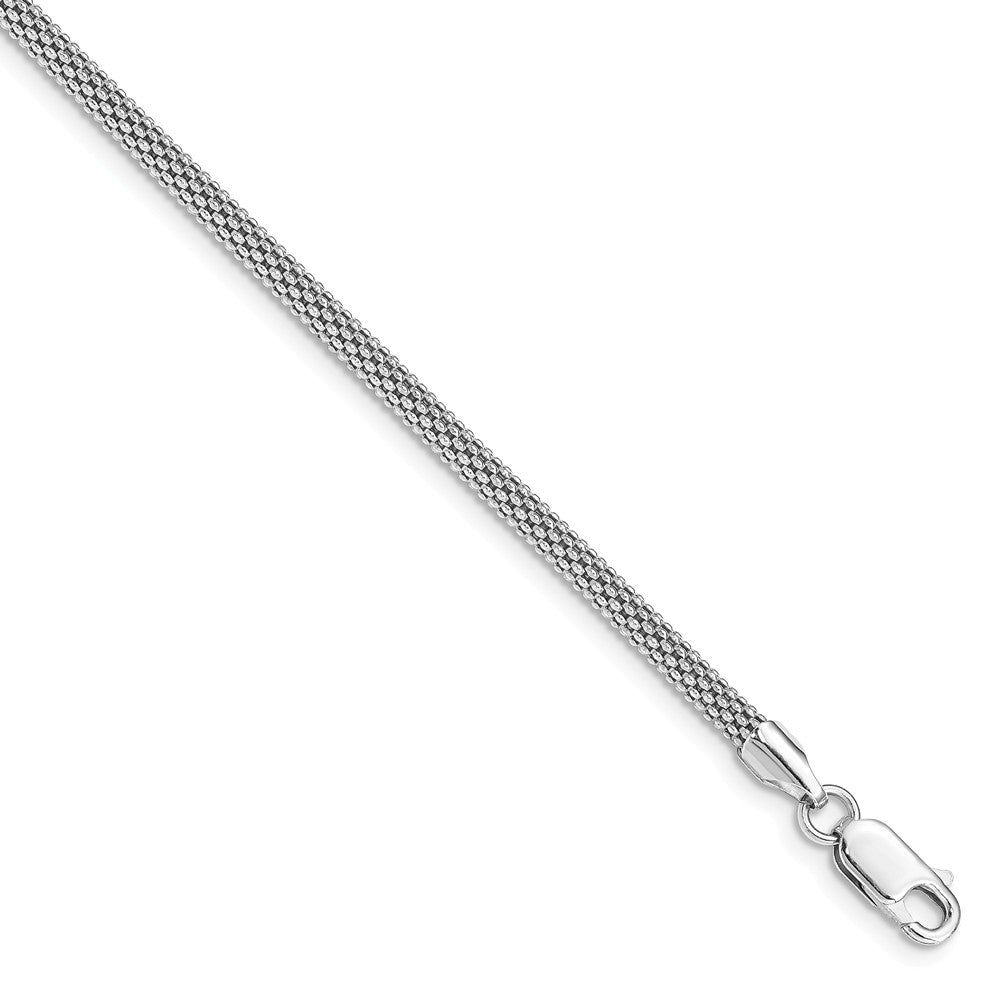 Quality Gold Sterling Silver Rhodium-plated 3mm Corona Chain Bracelet