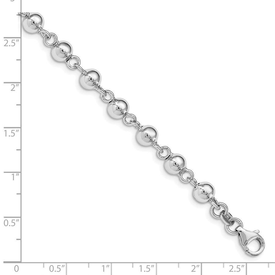 Quality Gold Sterling Silver Rhodium-plated 6mm Polished Beads Bracelet