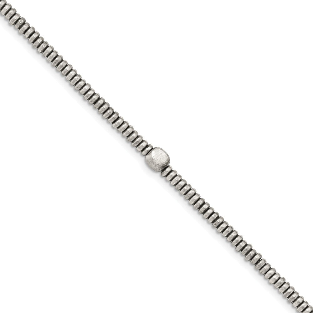 Quality Gold Sterling Silver Antiqued Brushed & Polished Beaded Bracelet