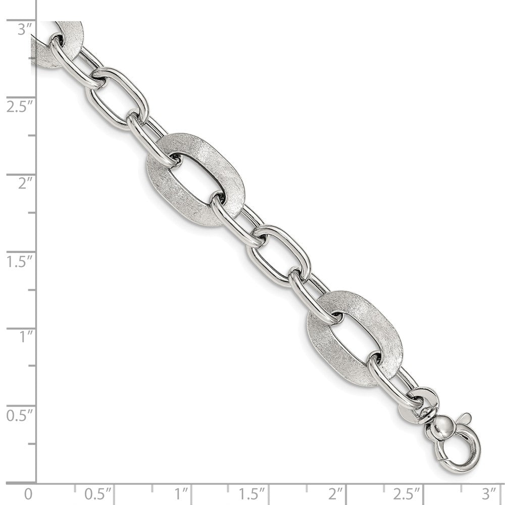 Quality Gold Sterling Silver 7.5in Polished & Scratch Finish Fancy Link Bracelet