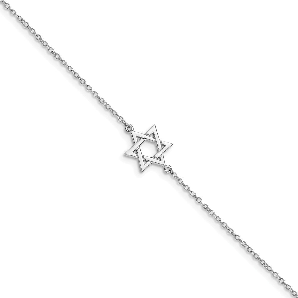 Quality Gold Sterling Silver Rhodium-plated Star of David Bracelet