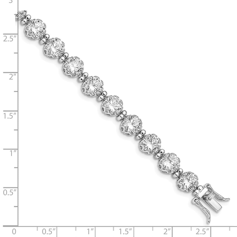 Quality Gold Sterling Silver Rhodium-plated 6mm Round CZ Bracelet