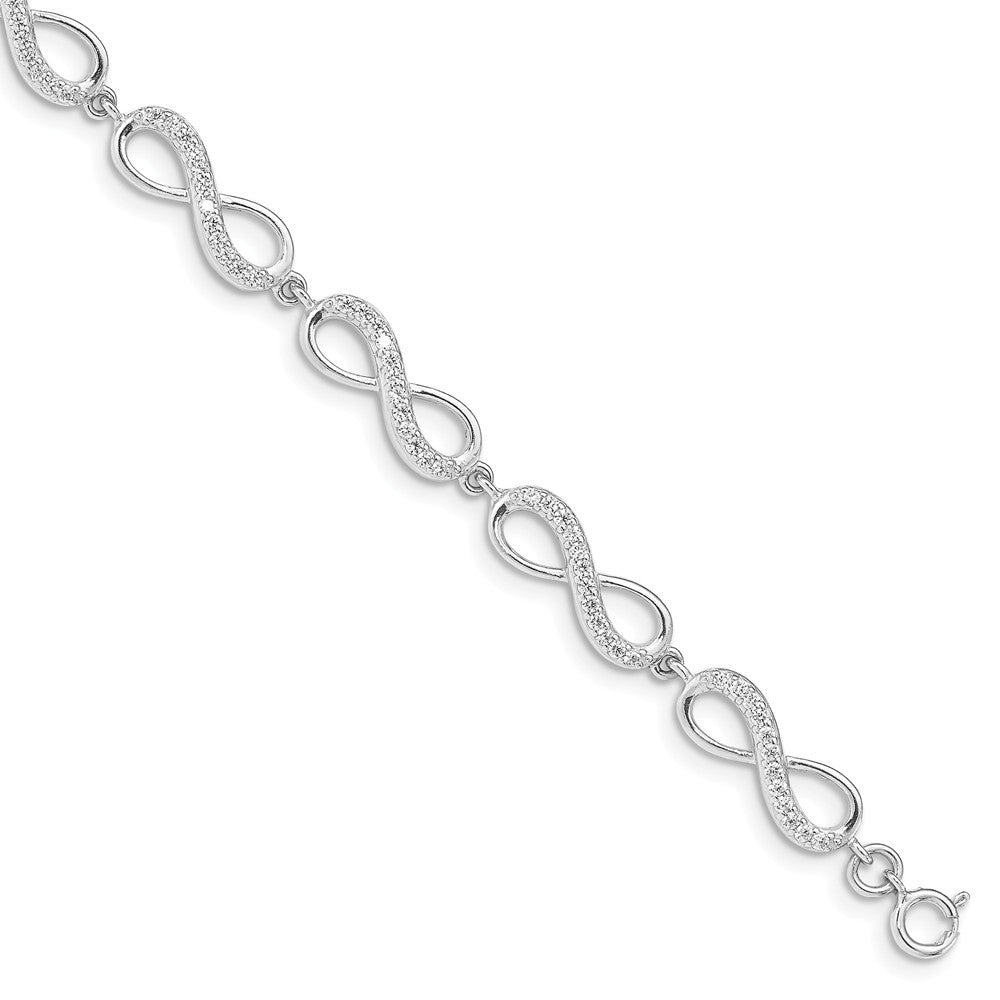 Quality Gold Sterling Silver Rhodium Plated CZ Infinity Bracelet