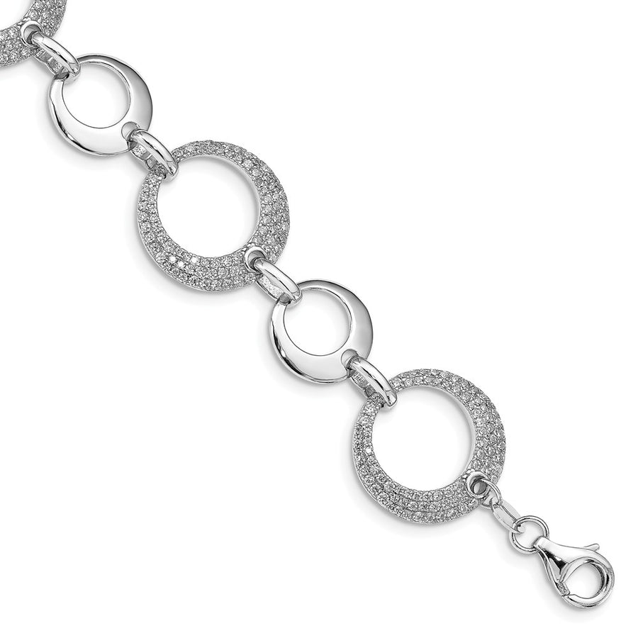 Quality Gold Sterling Silver Rhodium-plated CZ Circle Bracelet