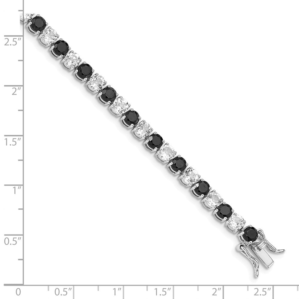 Quality Gold Sterling Silver Rhodium-plated Black Spinel & White Topaz Bracelet