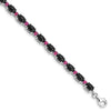 Quality Gold Sterling Silver Rhodium-plated Blk Spinel Cabochon & Rhodolite Bracelet