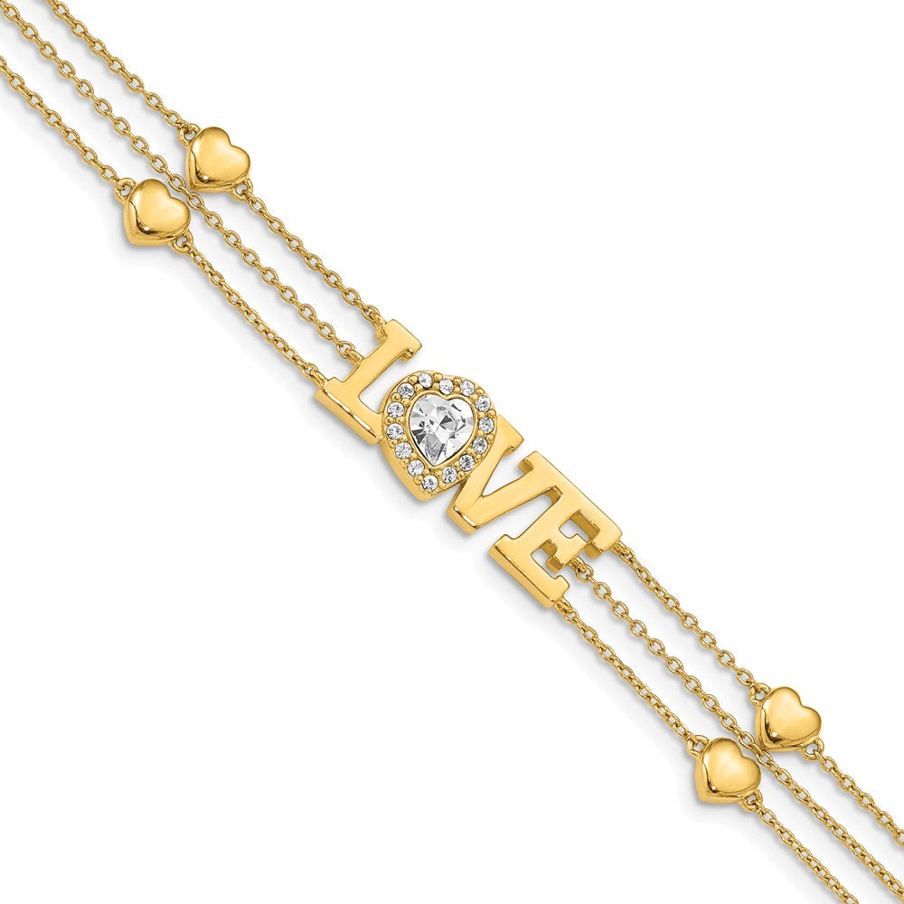 Quality Gold Sterling Silver Gold-Tone Crystal Love Bracelet