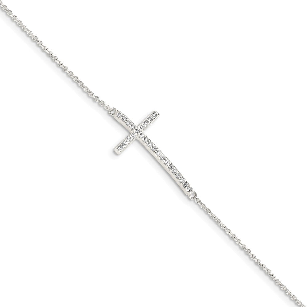 Quality Gold Sterling Silver CZ Cross Bracelet