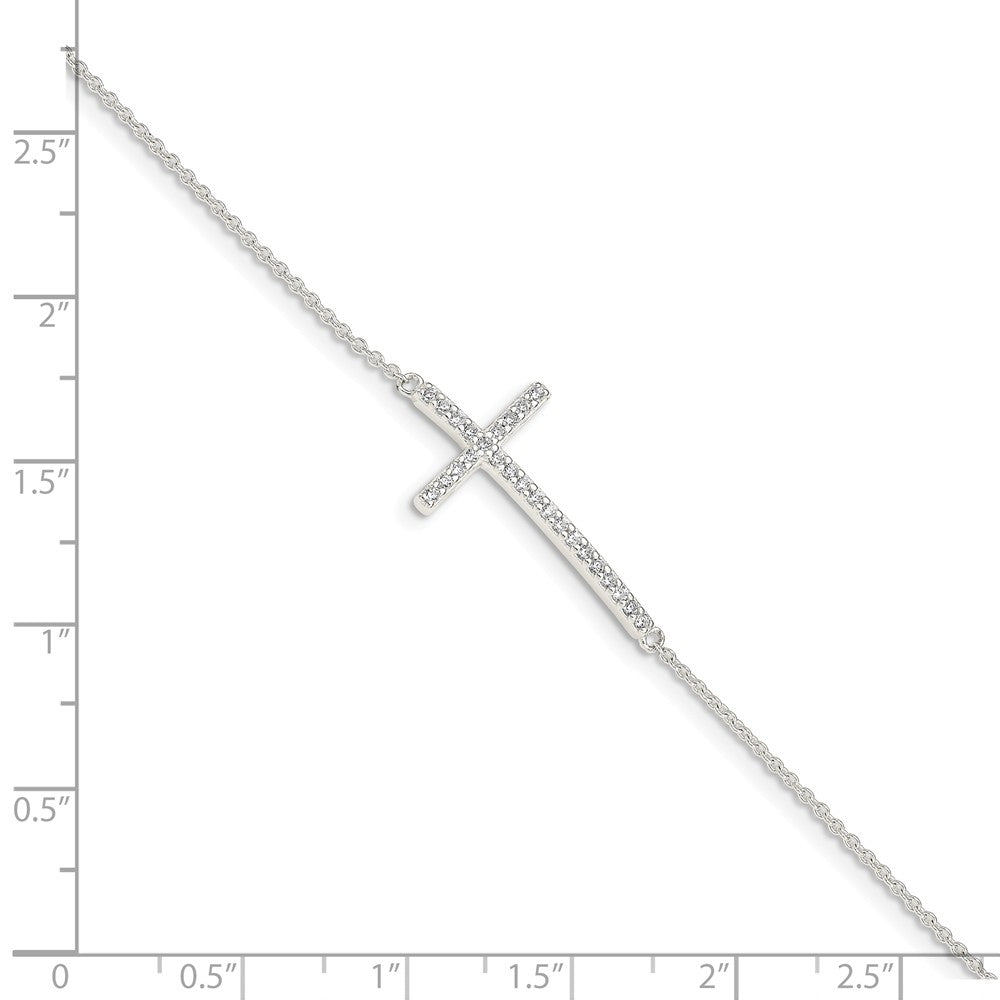 Quality Gold Sterling Silver CZ Cross Bracelet