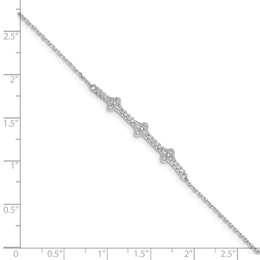 Quality Gold Sterling Silver Rhodium Plated CZ 1.25in ext. Bracelet