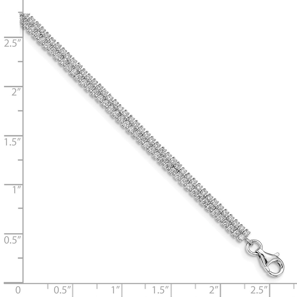 Quality Gold Sterling Silver Rhodium-plated 2 Row CZ Bracelet