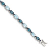 Quality Gold Sterling Silver Rhodium-plated Oval London Blue Sky Blue Topaz Bracelet