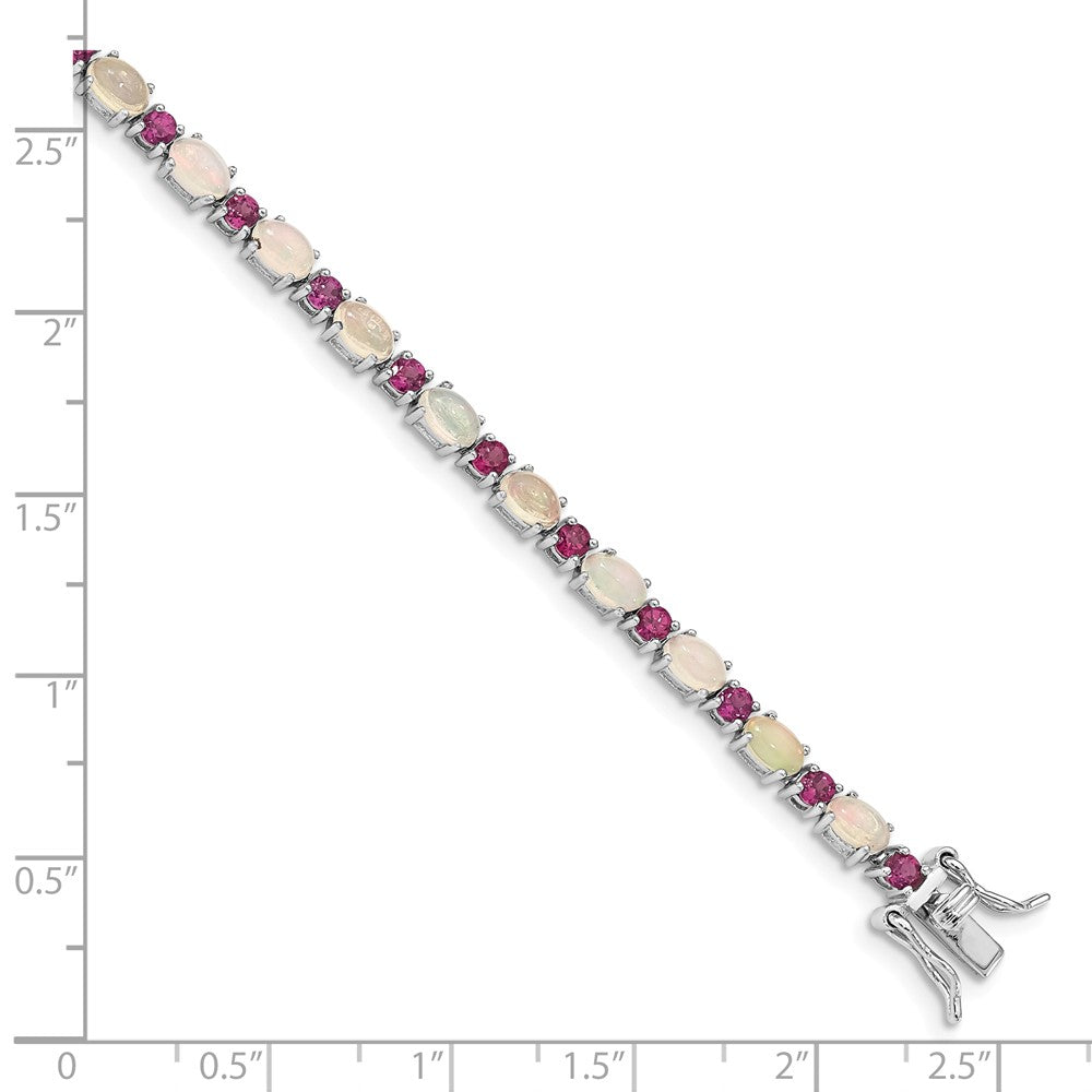 Quality Gold Sterling Silver Rhodium-plated White Opal & Rhodolite Bracelet