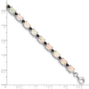 Quality Gold Sterling Silver Rhodium-plated White Opal & Black Spinel Bracelet