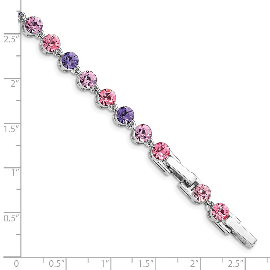 Quality Gold Sterling Silver Rhodium-plated Pink Purple Crystal Bracelet