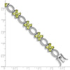 Quality Gold Sterling Silver Rhodium-plated Peridot Flower & White Topaz Bracelet