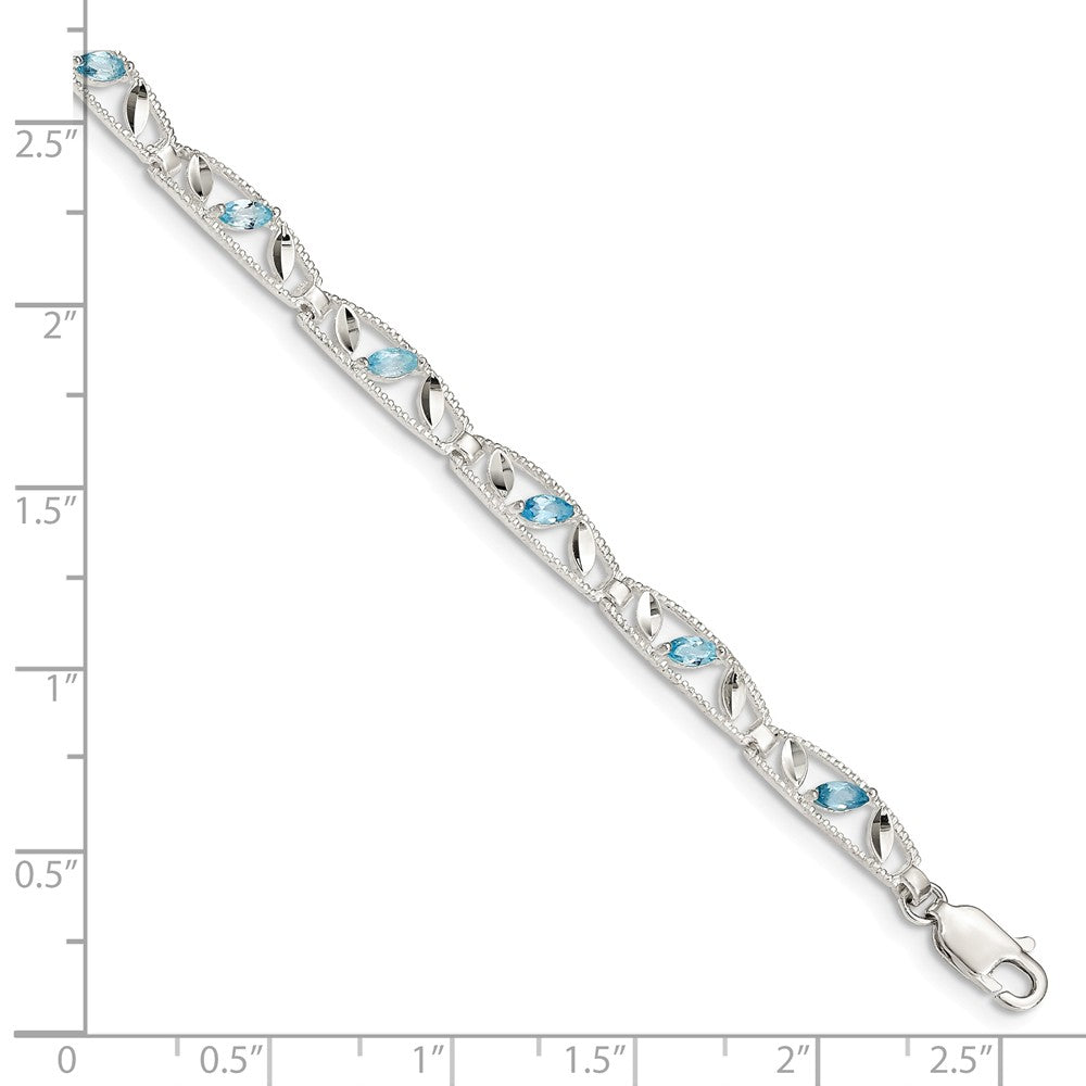 Quality Gold Sterling Silver Blue Topaz Diamond-cut Bracelet