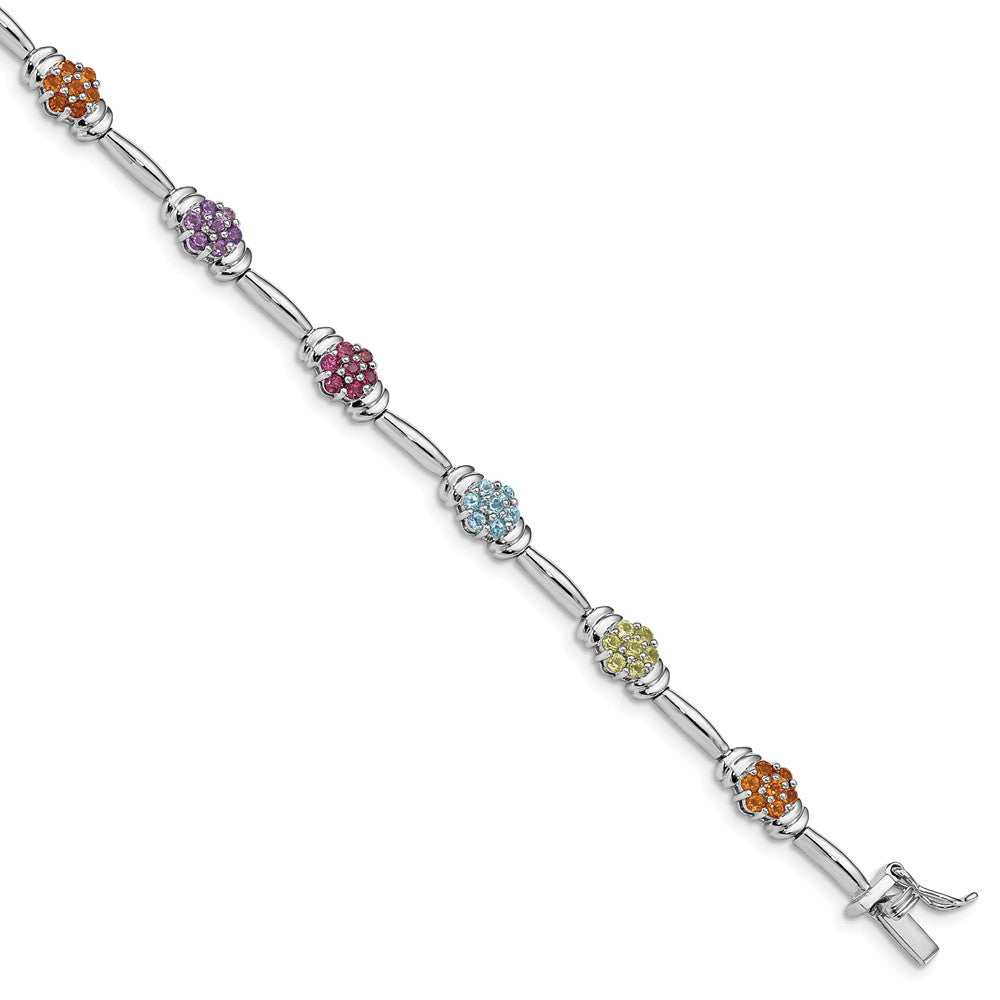 Quality Gold Sterling Silver Rhodium-plated Multi-gemstone Bracelet