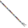 Quality Gold Sterling Silver Rhodium-plated Multi-gemstone Tennis Bracelet