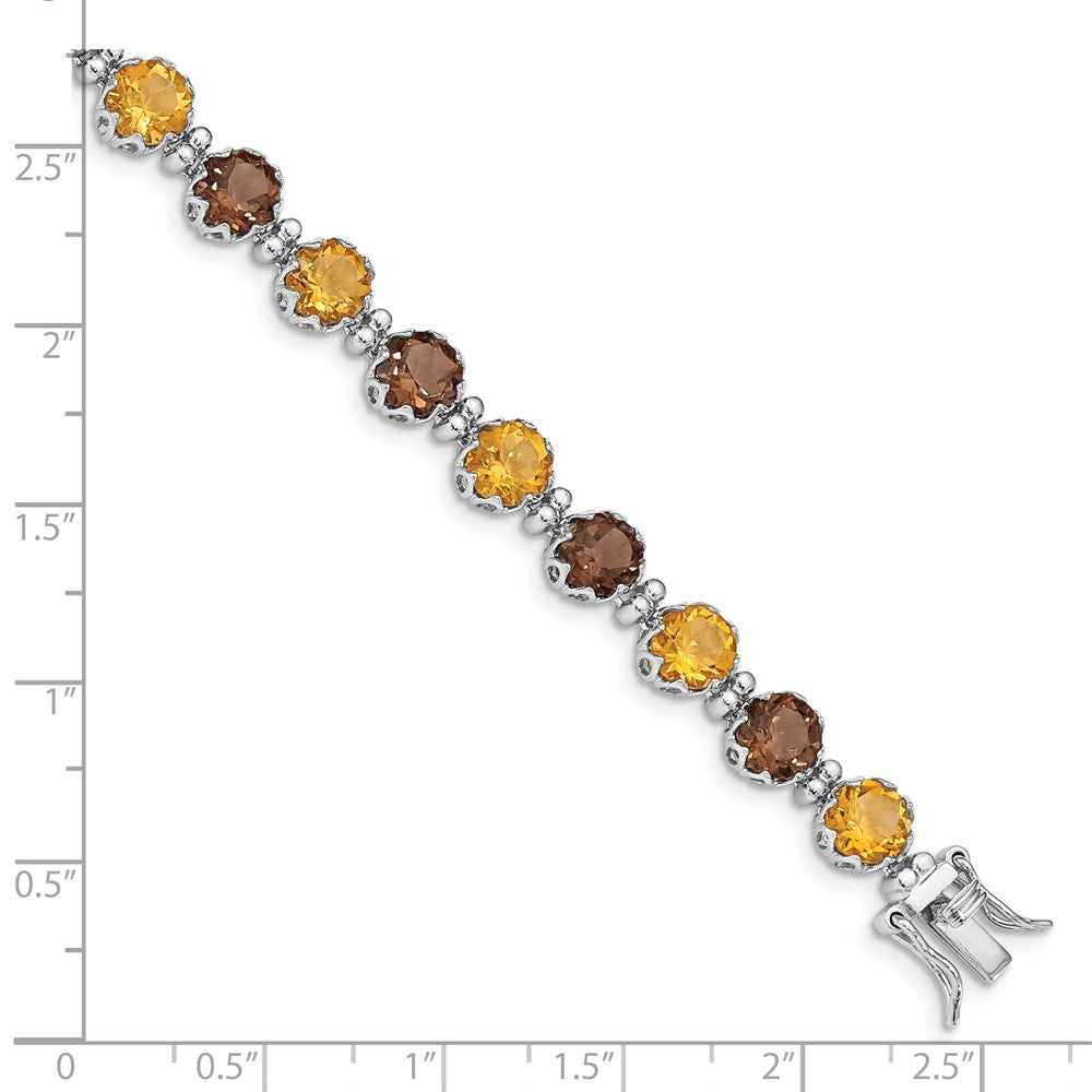 Quality Gold Sterling Silver Rhodium-plated Smoky Quartz & Citrine Bracelet