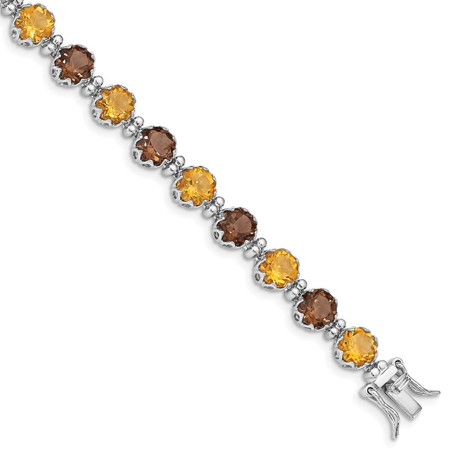 Quality Gold Sterling Silver Rhodium-plated Smoky Quartz & Citrine Bracelet