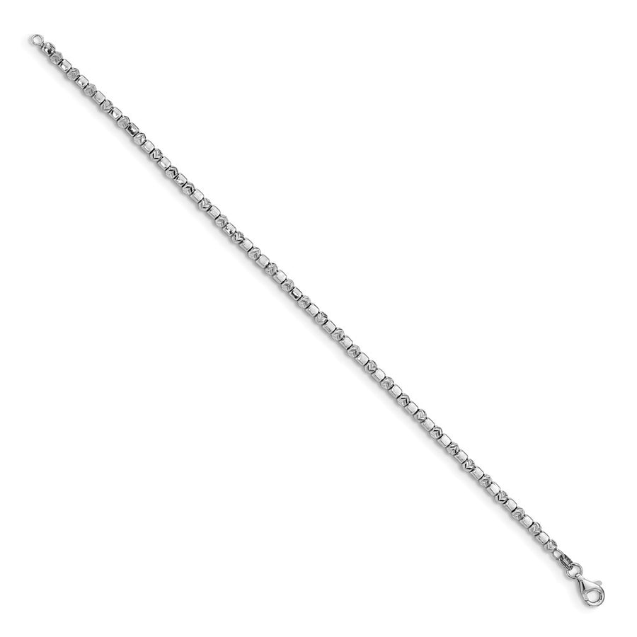 Quality Gold Sterling Silver Rhodium-plated Square & Round Diamond-cut Beads Bracelet