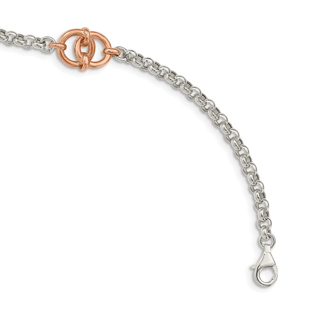 Quality Gold Sterling Silver & Rose-tone Polished Fancy Bracelet