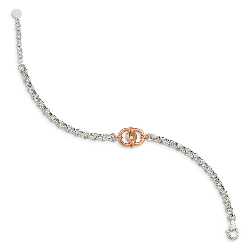 Quality Gold Sterling Silver & Rose-tone Polished Fancy Bracelet