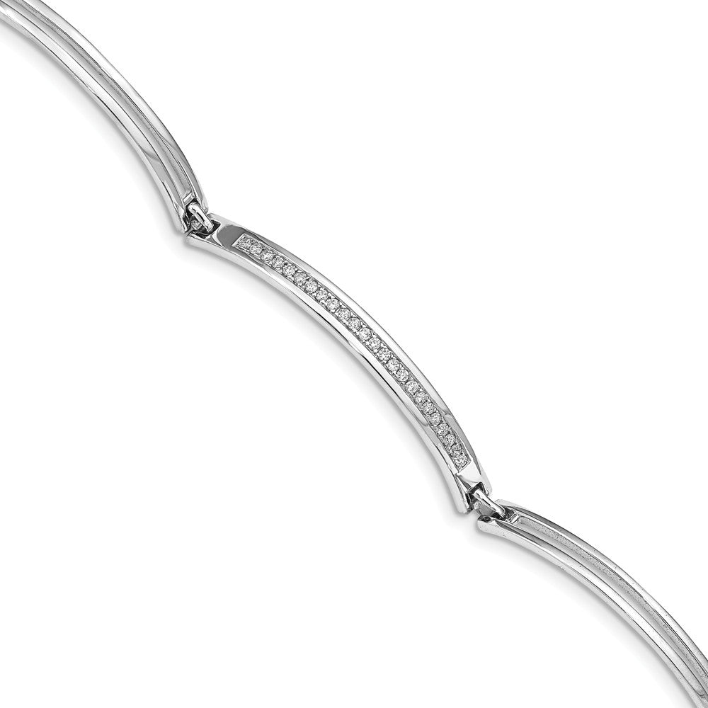 Quality Gold Sterling Silver CZ Segemented Bars Bracelet