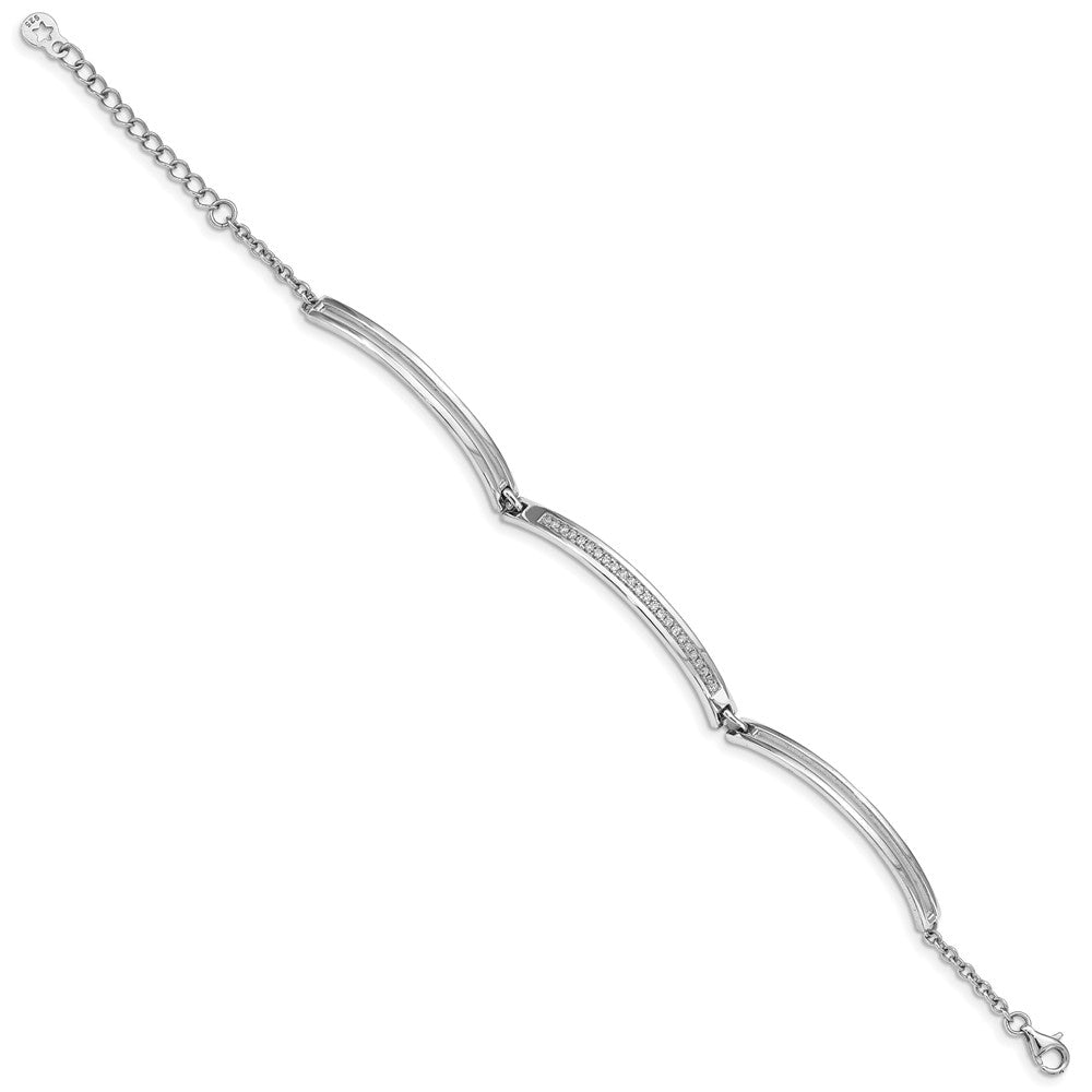 Quality Gold Sterling Silver CZ Segemented Bars Bracelet