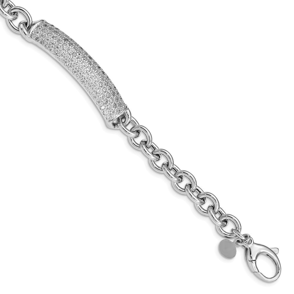 Quality Gold Sterling Silver Rhodium Plated Polished CZ Fancy Bracelet