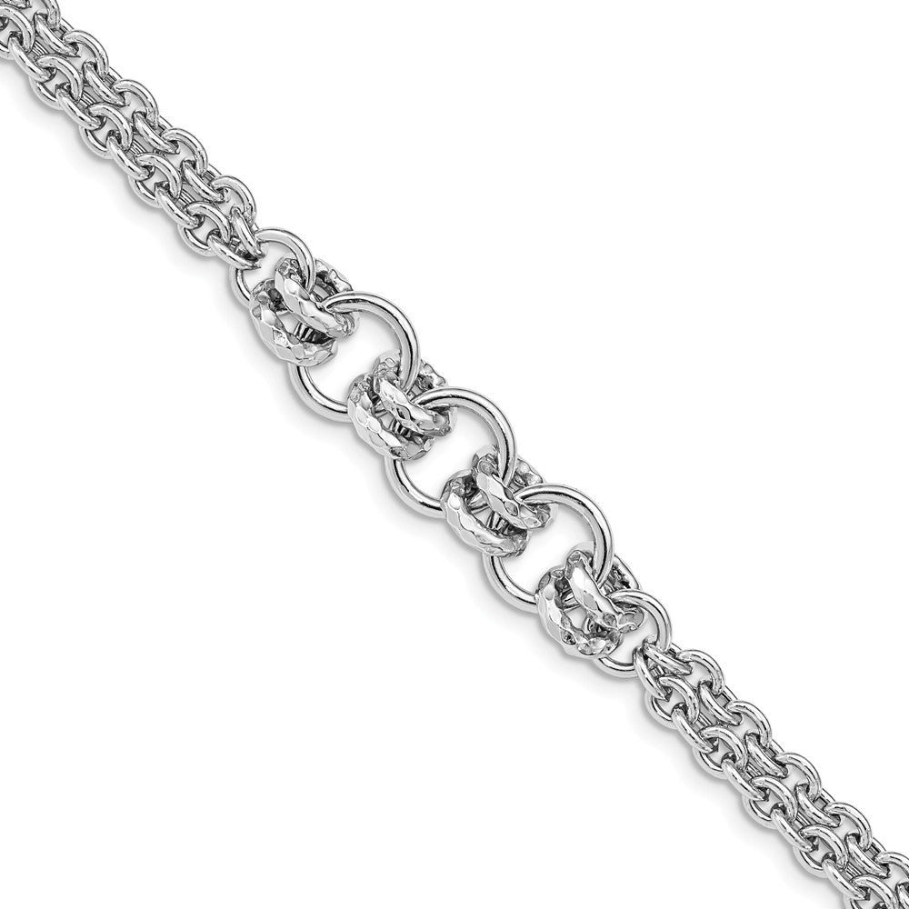 Quality Gold Sterling Silver Rhodium Plated Polished Multi Chain Bracelet