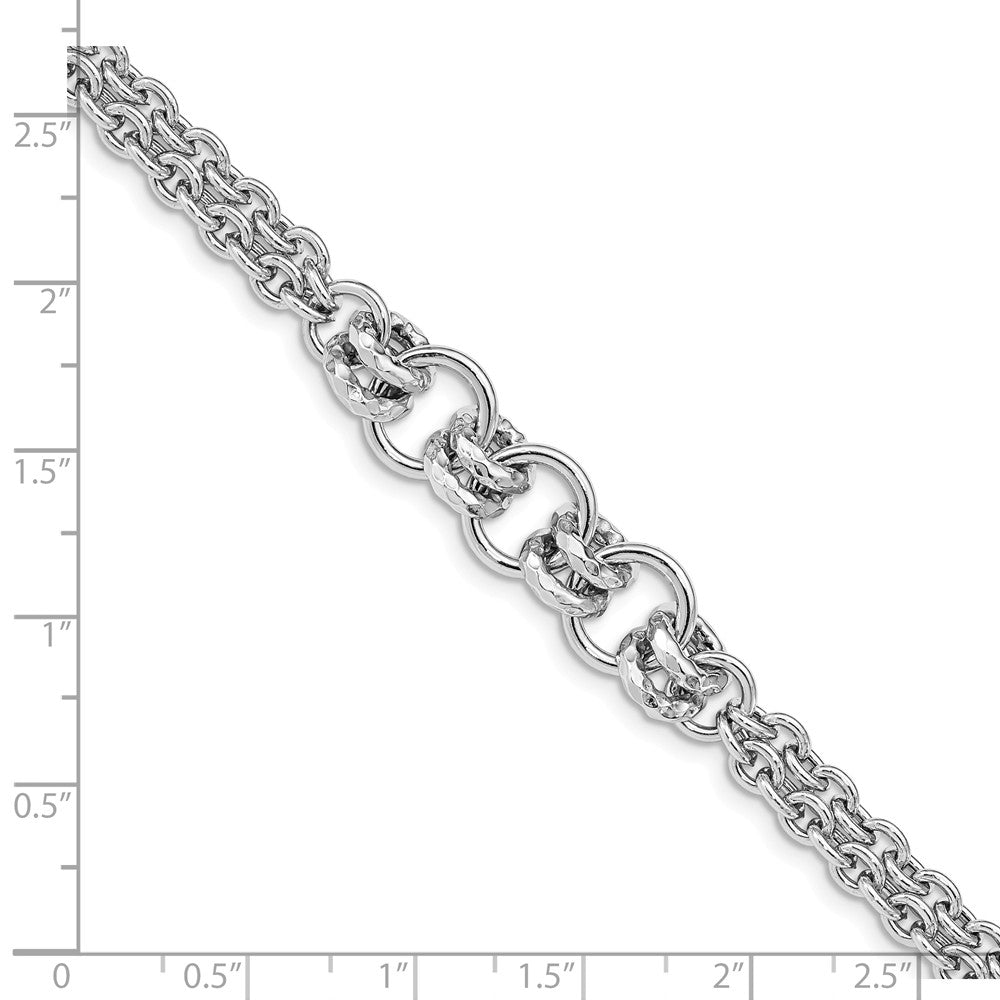 Quality Gold Sterling Silver Rhodium Plated Polished Multi Chain Bracelet