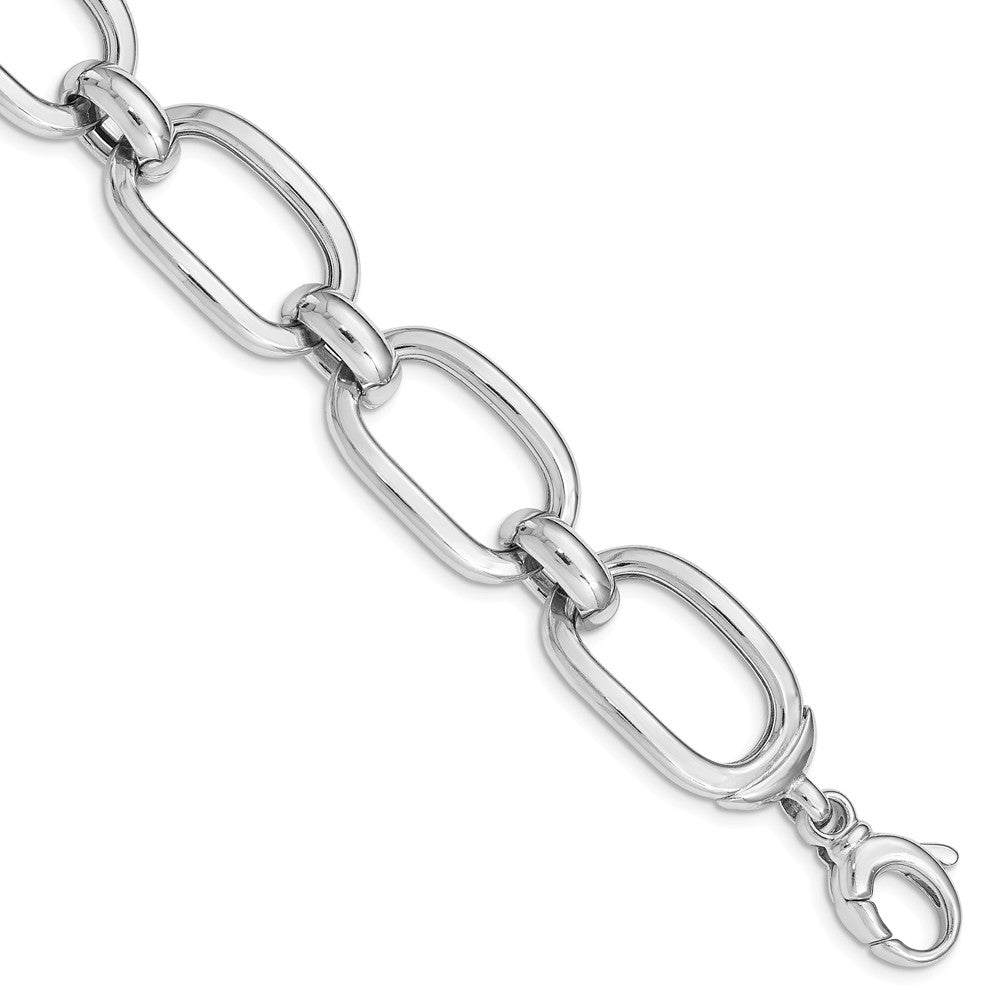 Quality Gold Sterling Silver Rhodium Plated Polished Wide Link Bracelet