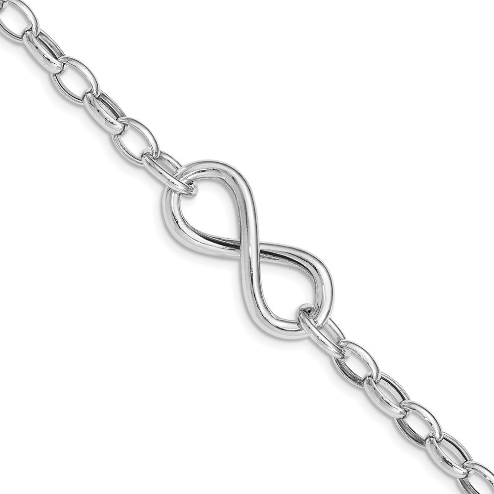 Quality Gold Sterling Silver Rhodium Plated Polished Infinity Link Bracelet